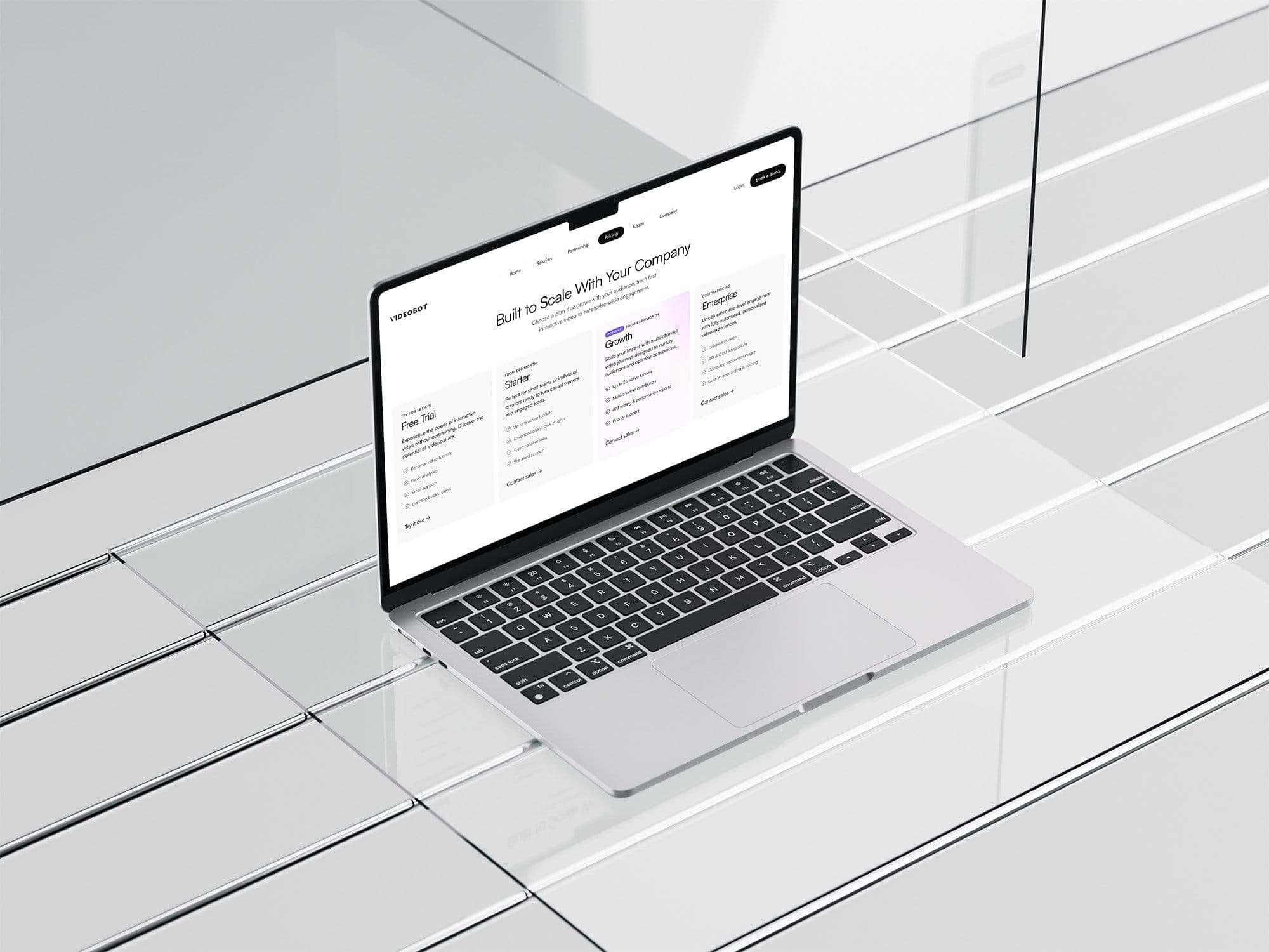 Videobot website on a glass display