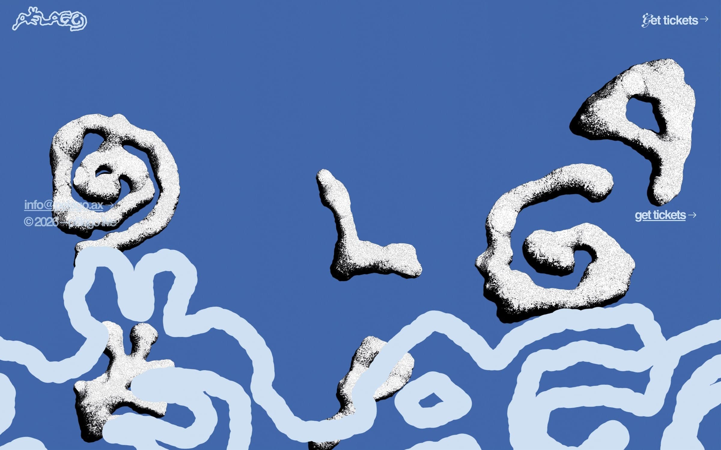 The closing slide: the wordmark in textured 3D letters over a hand-drawn line pattern