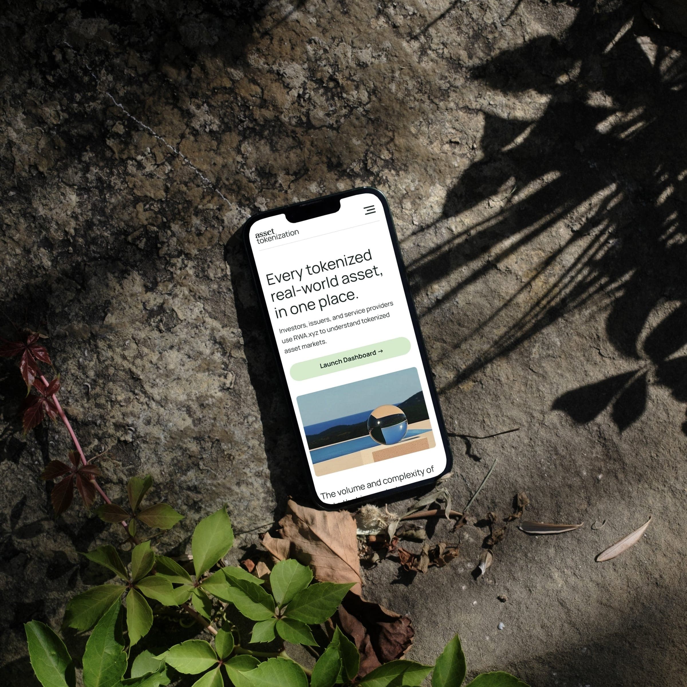 Asset Tokenization website on a phone
