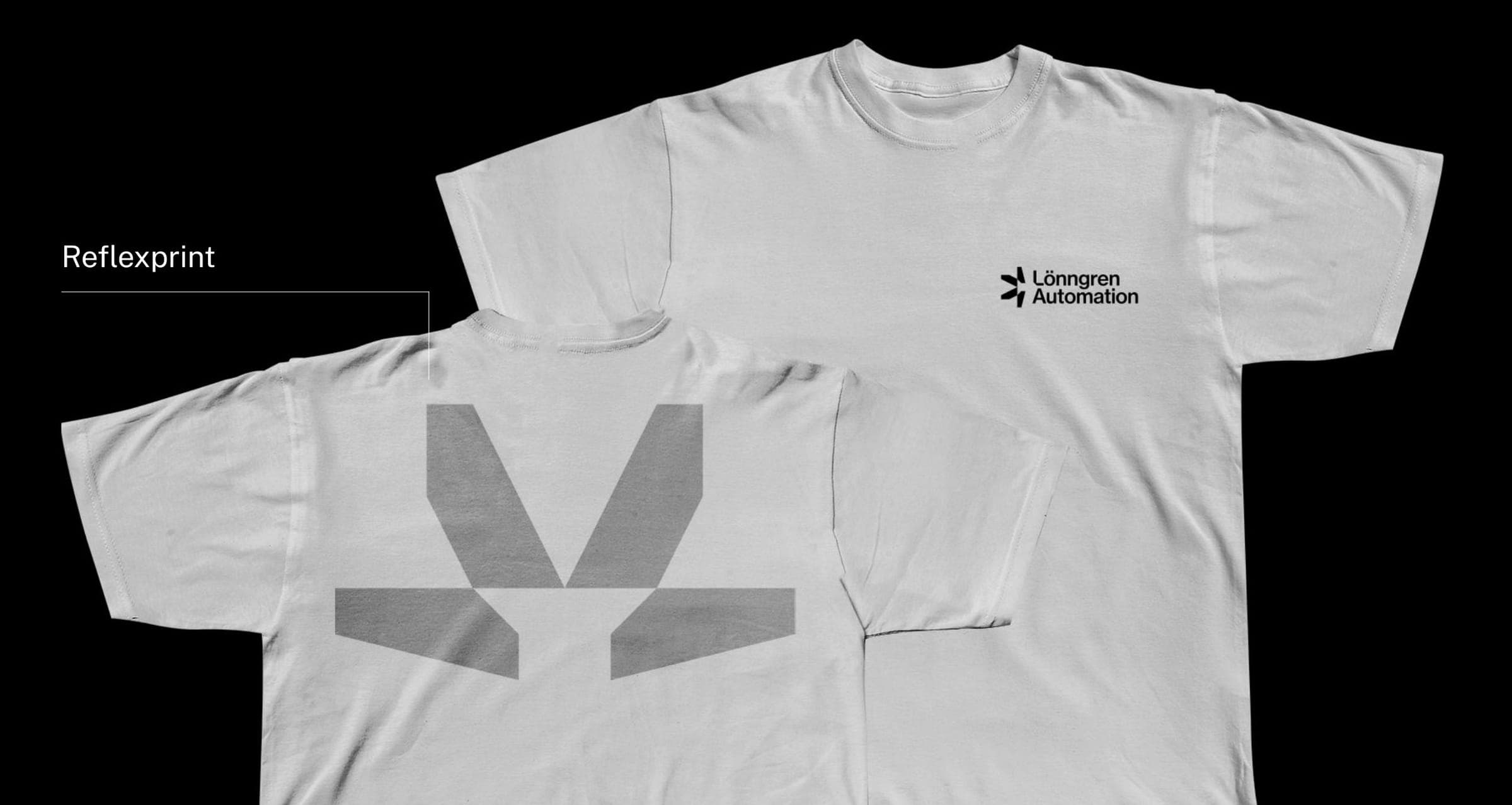 T-shirts with the logo on the chest and the symbol in reflective print on the back
